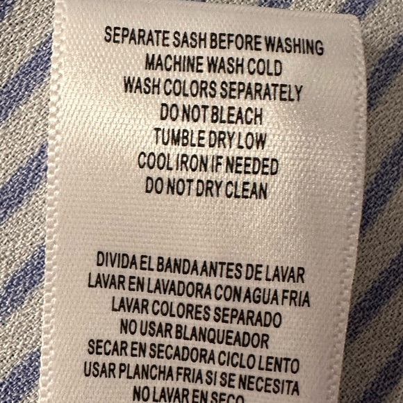 DN Design Women’s Blue & White striped chambray ruffled front dress. Sz 16W - Picture 7 of 9